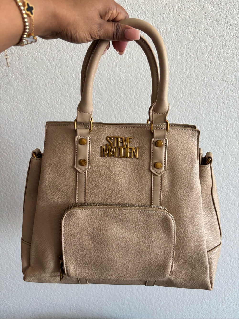 Steve Madden Khaki Satchel with Gold Hardware